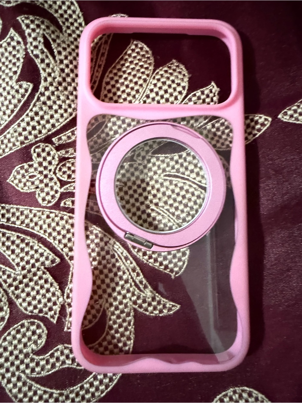 Pink Clear Phone Case with Magnetic Ring Holder